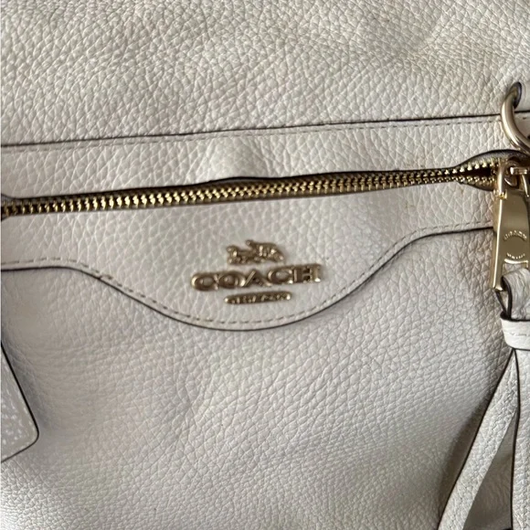 Coach Pebble Leather Satchel in Cream with Gold Hardware - Picture 6 of 10